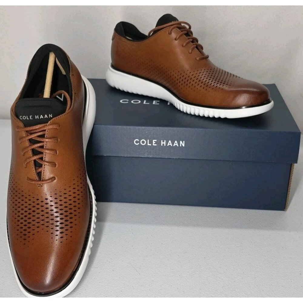 Cole Haan 2 Zerogrand LSR Wing British Tan/Ivory Mens 7.5 M New In Box